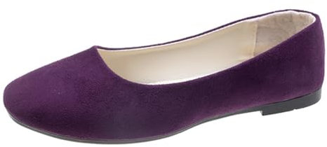 Rojeam Womens Flats Shoes Portable Pumps Ballet Flat Slip-on Ballerina Pumps Shoes Ladies Loafers, Purple, Size 8