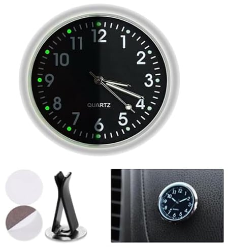 Auto Armaturenbrettuhr Autouhr Selbstklebend Leuchtende Auto Uhr Universelle Taschenuhr Auto Lüftungsschlitz Clip Uhr für Auto Lnnendekoration Geeignet für Jede Auto Dekoration (Schwarz)