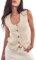 Damen Sommer Ärmellos Sweater Weste Gerippte Tank Tops Casual Button Down Sleeveless Pullover mit Taschen Strickwesten für Frauen