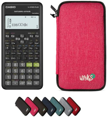 Casio fx-570ES Plus 2nd edition con Custodia Protettiva WYNGS inclusa Rosa - Calcolatrice Scientifica - Pacchetto Base