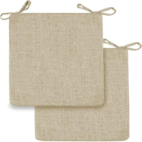 2/4/6er Set Sitzkissen Stuhl Waschbares Stuhlkissen mit Bindeband 40x40/45x45/50x50cm Rutschfestes Sitzpolster halbrund geeignet for Gartenstuhl, Esszimmerstuhl oder Bürostuhl(Khaki,2pcs:50x50x5cm)