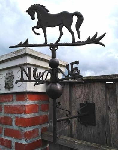 ENGLISCHER WETTERHAHN Pferd MIT WANDHALTER Metall ANTIK Stil WETTERFAHNE NEU