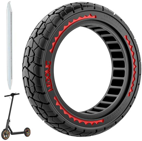 OUXI 10X2.125 Off Road Reifen für Elektroroller Ninebot F20/F30/F40/F65, 10 Zoll Vollgummireifen für Vorder- und Vollgummireifen für Elektroroller Tubeless(Rot 1Stück)