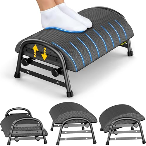 YEASHEIN Adjustable Foot Rest for Under Desk at Work, 6 Positions - Gray | Ergonomic Under Desk Footrest, Foot Stools for Under Office Desk Chair, Leg Rest for Home, Car, Computer, Gaming Accessories