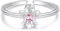 Qings Anello di Natale Argento 925 Anelli Aperto Regolabile di Pan di Zenzero con Rosa Zirconia Regali di Compleanno Xmas Gioielli per Donne