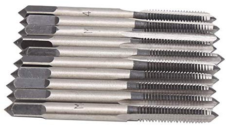10 Stück Metrische Gewindebohrer, Konische Gewindebohrer, Metrische Gewindebohrer, Gerade Nut, Kohlenstoffstahl, Schnelles Schneiden für Holz/Kunststoff/Aluminium-Rohrgewindebohrer