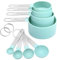 Measuring Cups and Spoons Set, 8-Piece Measuring Cups for Baking with Stainless Steel Handle, 4 Teaspoon and 4 Tablespoon Nesting Measure Cups for Dry and Liquid Ingredients(8-Green)