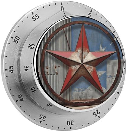 Küchenzeitschaltuhr Magnetische Edelstahl Countdown Timer Mechanische Timer Uhr mit Alarm für Home Backen Kochen Ofen Amerikanische Waschung Texas Star