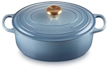 Le Creuset Signature Enamelled Cast Iron Casserole Dish with Lid - Oval, 29 cm, 4.7 Litres, Chambray, 21178294344441