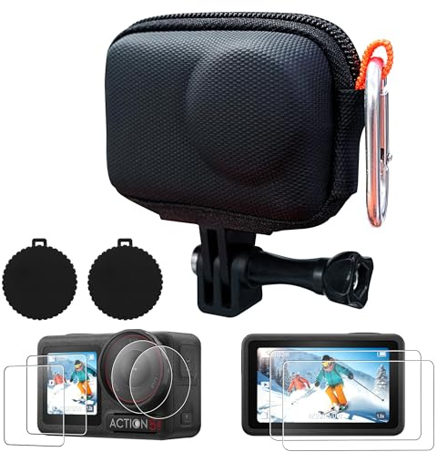 CYNOVA Osmo Action 5 Pro Case Kit für DJI Osmo Action 5 Zubehör | Action 5 Pro Displayschutz und Silikon Objektivkappe, Anti-Kratzer, Anti-Kollision, Anti-Staub, Allround-Schutz