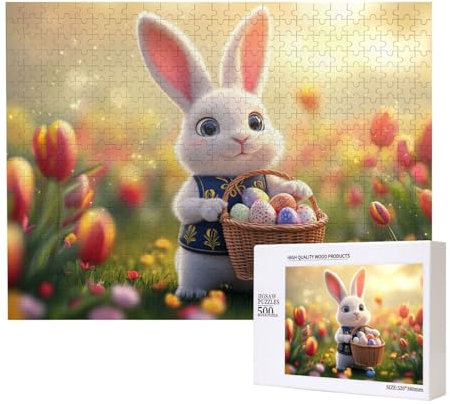 Osterhasen Puzzle 500 Teile, Helle Und Farbenfrohe Puzzles, Osterei Holzpuzzle, Einzigartiges Geschenk Home Decor