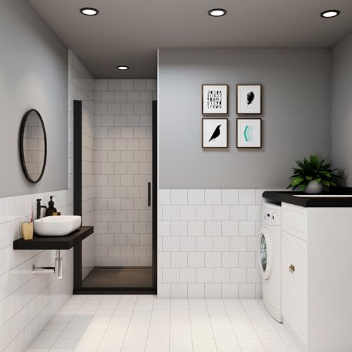 Paroi de douche pivotante pour niche porte de douche noire 100x200cm en verre 8mm trempé anticalcaire