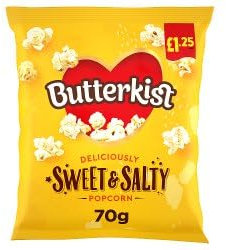 Butterkistt Popcorn 15x70g Bags (Sweet & Salty Popcorn) Fun Cinema Snack