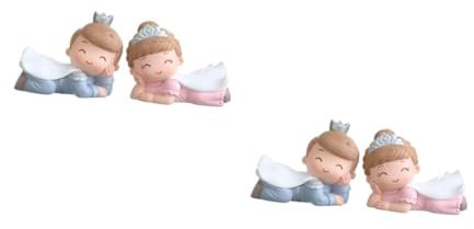 SUPVOX 4pcs Resin Cake Decorations Girl Cake Adorns Mini Characters Models for Birthday Party
