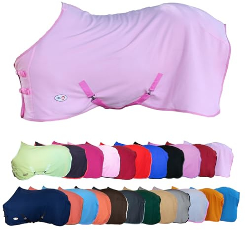 RL24 - Abschwitzdecke mit Kreuzgurt Basicline – Pferdedecke mit Schweifriemen & Widerristpolster – atmungsaktive Fleecedecke – Pferde-Outdoordecke – Pferde Zubehör in Rosa – 55cm