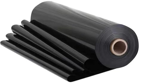Bâche en plastique polyéthylène noir de 4 x 8 m, 3,2 kg d'épaisseur, pour isolation de jardinage et protection contre les gravats