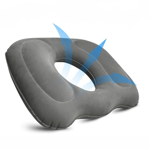 Bouée Coccyx,Coussin Orthopédique de Siège Gonflable en Forme de Donut | Soulagement des Hémorroïdes, Douleurs au Coccyx et Lombalgies - Pour Bureau, Voiture et Fauteuil Roulant