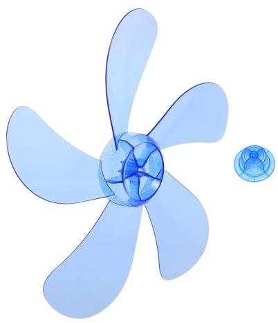 IWOWHERO Pales de Rechange pour Ventilateur sur Pied 40 CM 5 Pales en Plastique Bleu Profond avec Cache-Écrou Accessoires Universels pour Ventilateurs D’Intérieur Remplacement et Solide