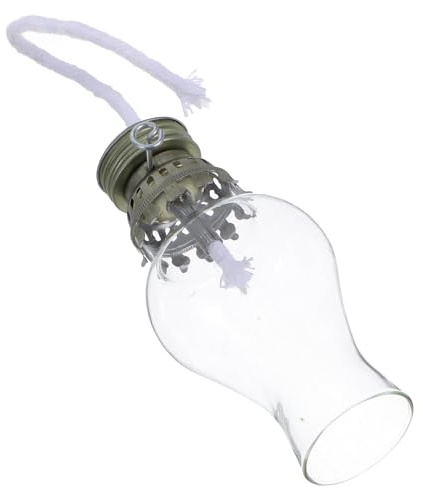 Luxshiny Mini Lampe à Pétrole Vintage en Verre avec Brûleur à Mèche et Ajusteur Métal, Abat-Jour Transparent, Éclairage Réglable, Pièce Unique pour Usage Intérieur et Extérieur, Camping