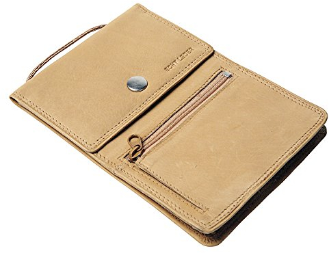 Brustbeutel Leder - Schwarz Braun Vintage Geldbeutel Geldbörse Umhängen Sichtfenster Mädchen Junge Kinder Busausweis Kleingeld Münzfach Geldbeutel Sichtfach Reißverschluss RFID Reise