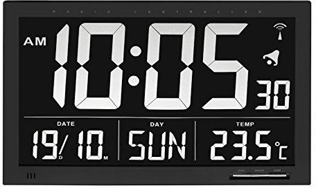 TFA Dostmann 60.4505 digital radio controlled Wall Clock Vesuv (black)