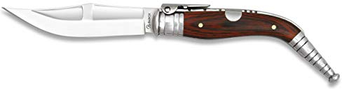 Albainox 04013 Navaja Bandolera Nº4.Madera. Hoja:16.5cm Herramienta para Caza, Pesca, Camping, Outdoor, Supervivencia y Bushcraft + Portabotellas de regalo