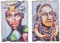 aubaho 2X Bild Wandtafel Holzbild Wandbild Massai Person Afrika Holz Antik-Stil 90cm