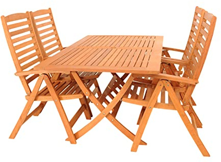 Rattanland | Bradford 160 Gartenmöbel-Set mit 4 Calgary-Stühlen (FSC-zertifiziertes Holz)