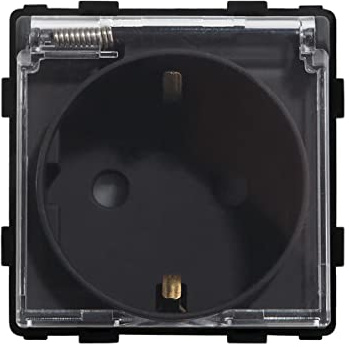 Luxus-Time Steckdosen Lichtschalter Wandschalter Wechselschalter USB HDMI uvm. Glasrahmen Schwarz (Steckdose mit Abdeckung Schwarz)
