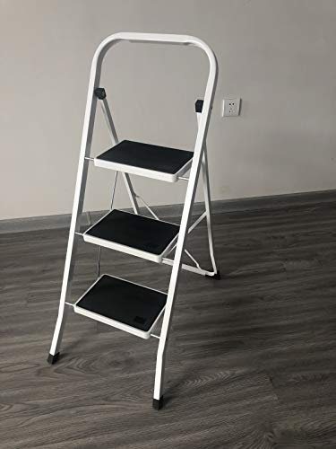 Escabeau Pliant 3 marches léger Multi-usages pour la Maison, Le Jardin, l'entrepôt, la Cuisine, escabeau en Acier, capacité maximale de 150 kg/330 LB
