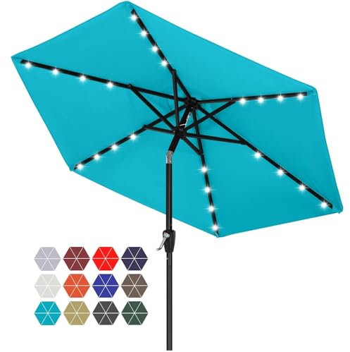 ABCCANOPY 230 sombrilla de jardín inclinable con 32 luces LED solares,turquesa