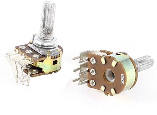 Aexit 2 Stück B50K 50K Ohm Rechtwinklig 6 Anschlüsse Dual Linear Potentiometer (249ddf758dee7d38bee246eabce949ce)