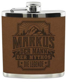 History & Heraldry Echter Kerl Flachmann Markus - individuell und personalisiert mit Gravur, Name und Spruch