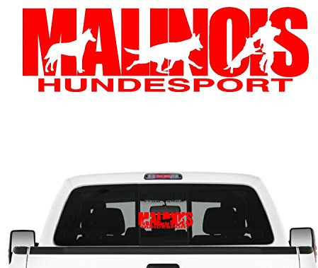 siviwonder Autoaufkleber Malinois Hundesport, konturgeschnittener Hundeaufkleber für Heckscheibe Seitenscheibe Transporter Wohnmobil Selbstklebende Autofolie wetterfest Rot, Größe 60cm