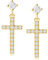 Damen Kreuz Ohrringe Ohrhänger aus 925 Sterling Silber Gelb Gold Plattiert mit Rundschliff Cubic Zirkonia Schmuck für Damen Mädchen Kinder - Größe: 22 * 10 mm