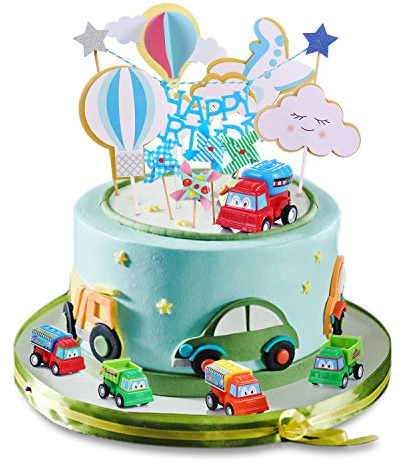 Geburtstag Junge 1-5 Jahre alt Kuchendekoration Spiel Tortendekoration Geburtstag Dekoration Cake Topper Auto Flugzeug Kuchen für Jungeparty Geburtstagsfeier Dekorationen Junge Geburtstagsgeschenk