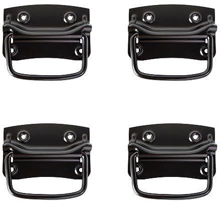 PRIOstahl Kistengriff mit Arretierung Klappgriff Griff Truhengriff Möbelgriff x 4 Stück Ausführung: Schwarz 120 x 80 mm inkl. Befestigungsschrauben für Boxen Truhen Kisten Türen aus Stahl
