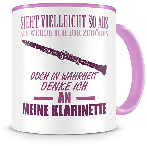 Samunshi® Klarinette Tasse mit Spruch Geschenk für Musiker Tasse Klarinette Becher Kaffeebecher Lustige Tassen zum Geburtstag Teetasse rosa 300ml