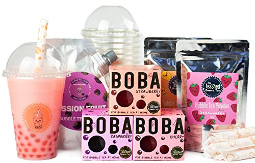 Small Bubble Tea Party Kit | Popping Boba and Bubble Tea Powder & Syrup | Powder + Boba Set | The TeaShed