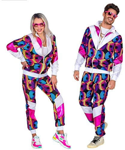 W WIDMANN MILANO Party Fashion - Kostüm Trainingsanzug, 80er Jahre Outfit, Jogginganzug, Disco Fever, Retro Style