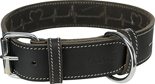TRIXIE Rustic Leder-Hundehalsband Gr. M, 38–47 cm/40 mm – schwarz