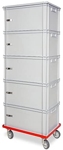 BRB Archivboxen für DIN A4 Ordner - mit Roller, 5 Boxen in grau