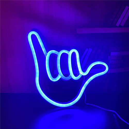 Signe Décoratif de Néon LED de Geste de Doigt à Utiliser Avec USB ou Batterie Pour la Maison, Chambre à Coucher, Bar, Restaurant, Cadeau de Noël, Décoration Murale-bleue