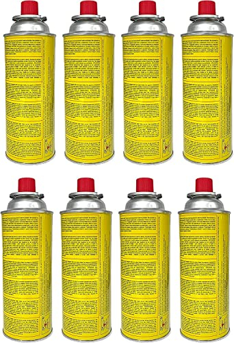 CLEARFEE 227g (520ml) Butan Gaskartusche | Campinggas Butangas MSF-1a | für Gaskocher, Gasheizung, Gasbrenner, Unkrautbrenner (8 Flaschen)