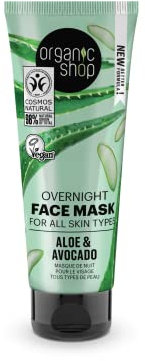Organic Shop Masque de nuit pour tous les types de peau avocat et aloe vera (75 ml)