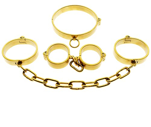 ROLOL Schwere Goldene Fesseln Set Kit Edelstahl Handschellen Knöchel Manschette SM Restraint Spezielle Für Paare -Handschellen (Color : Female)