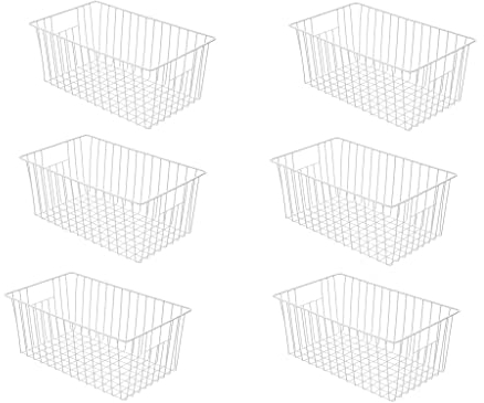 Y.Z.Bros 16inch Freezer Wire Storage Organizer Baskets, Household Refrigerator Bins with Built-in Handles for Cabinet, Pantry, Closet