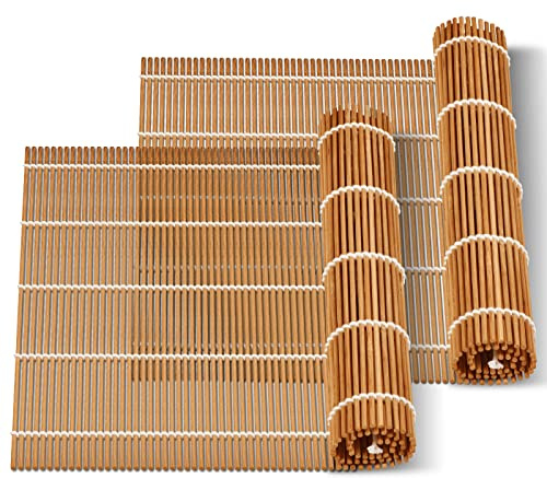 MIUQILAIY Lot de 2 tapis à sushi en bambou de 24,1 x 24,1 cm