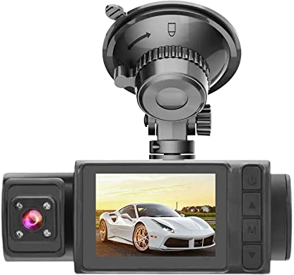 Shkalacar Dashcam Vorne Hinten, Auto Kamera Recorder, 2 Zoll Auto Rückspiegel mit 3 Kameras, 4 Infrarot LED Leuchten, Videoaufzeichnungs, Mehrsprachiger, Sicherheits Fahrrekorder für Sicheres Fahren