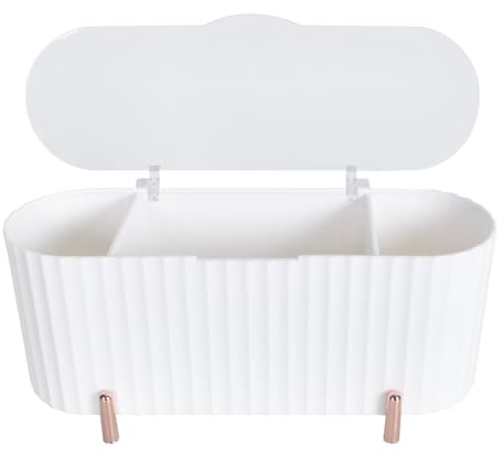Organizer per Dischetti per Trucco, Contenitore Dischetti di Cotone a 3 Scomparti, Porta Cotton Fioc Porta Dischetti Struccanti, Scatola di Cotone Tampone per Pads Cosmetici Spugnette Trucco (Bianco)